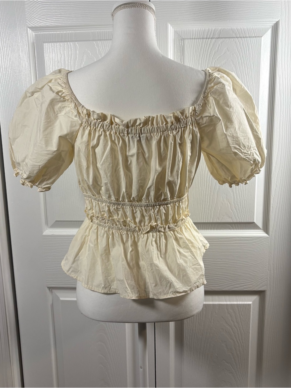 Moon River Milkmaid Peplum Crop Top M Cottagecore Coquette Puff Sleeve - Picture 2 of 6